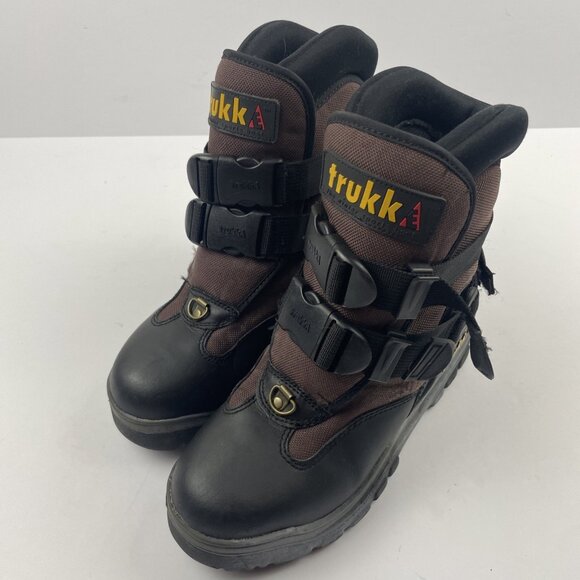 Trukk E Snowmobile Snow Boots Women’s 7 Canvas Leather Rubber Insulated Brown - Picture 2 of 8